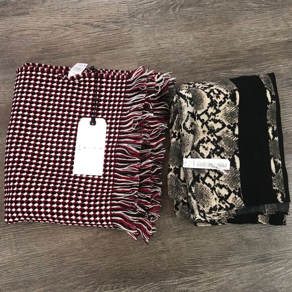 (O) Nordstrom Leith Fringe Aldo Animal Snake Scarf Lot of 2 - Picture 1 of 3